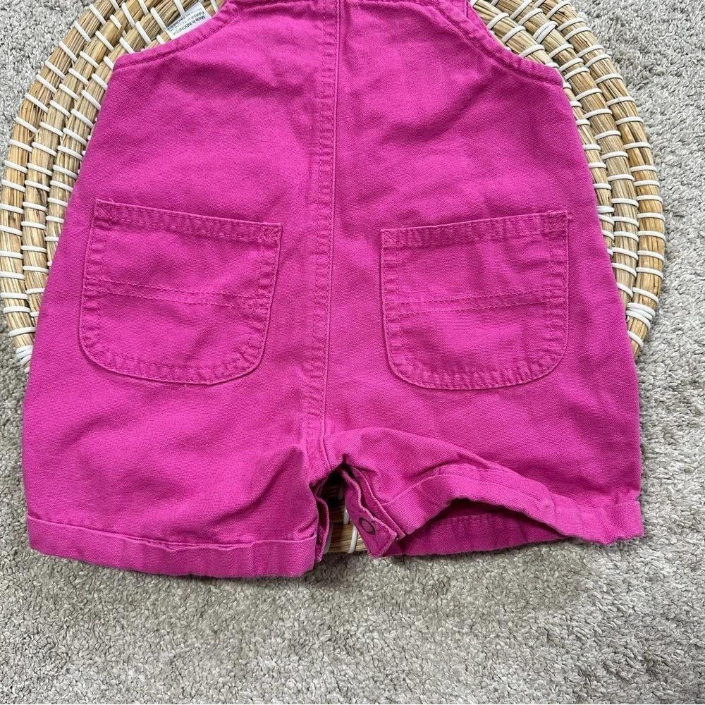 Carhartt Infant Baby Girl Bib Shortall Romper in Hot Pink Size 9M
